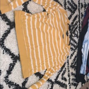 Long sleeve white and yellow striped shirt